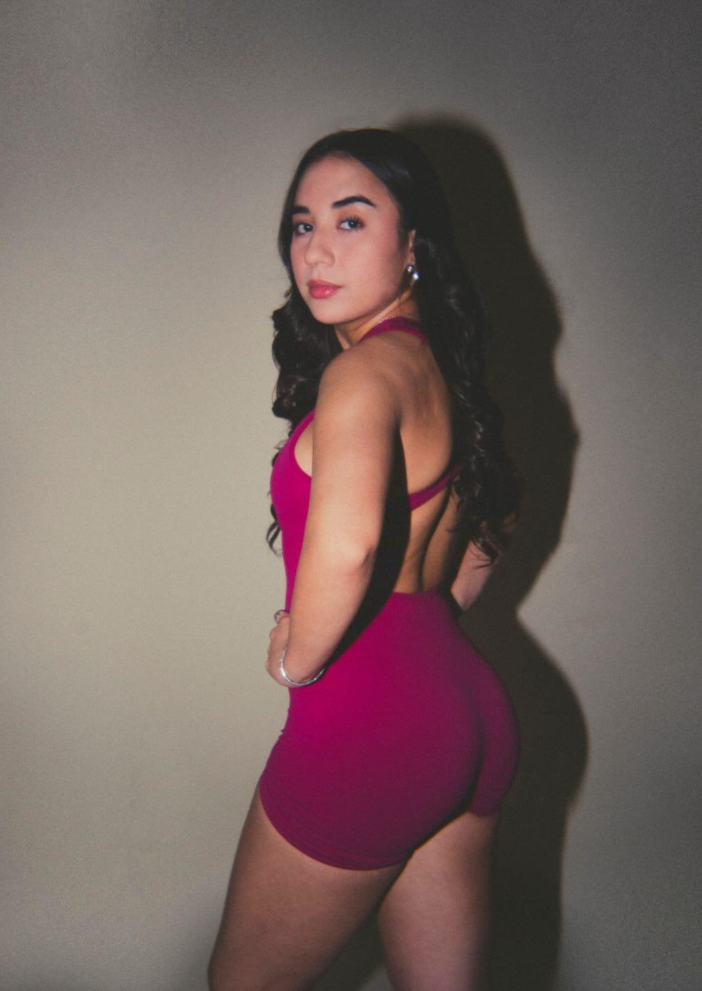 Magenta Open Back Romper